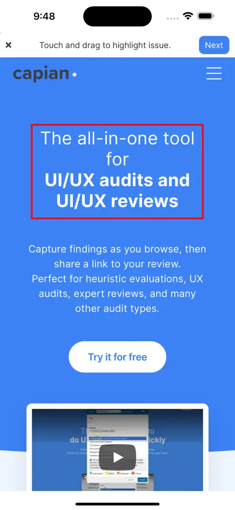 Highlight and annotate issues on screen
