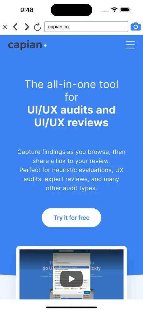 Built-in browser for capturing responsive sites