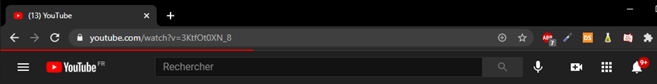 Capture ecran du haut de la page de Youtube