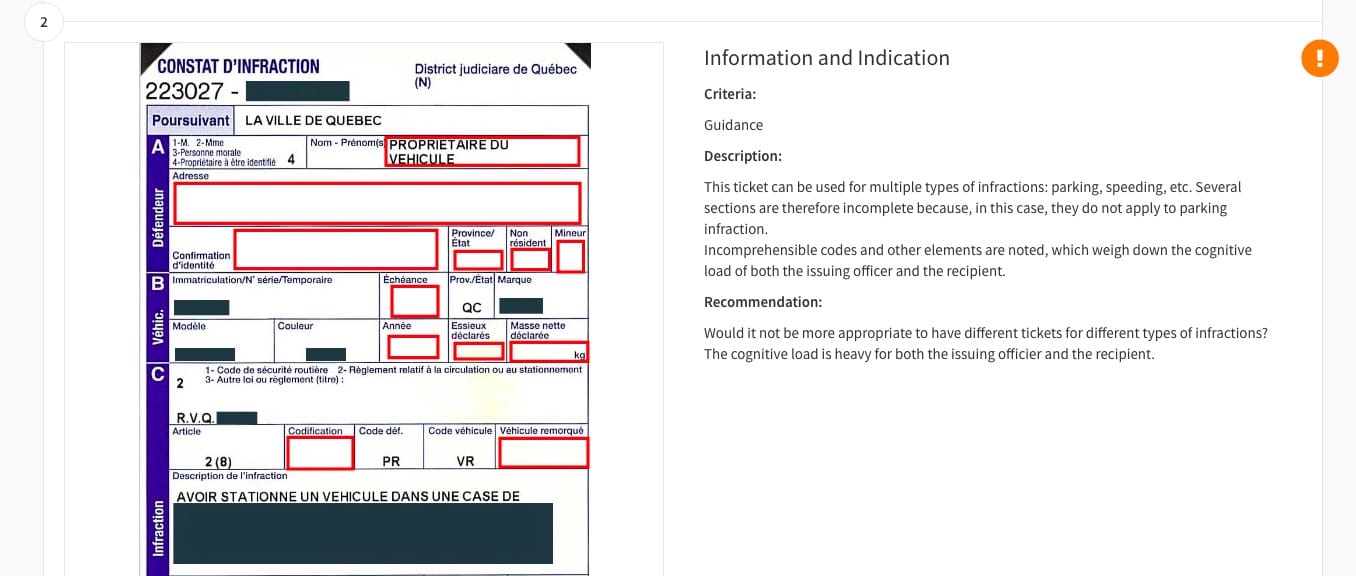 UX review of a Québec City Parking Infraction